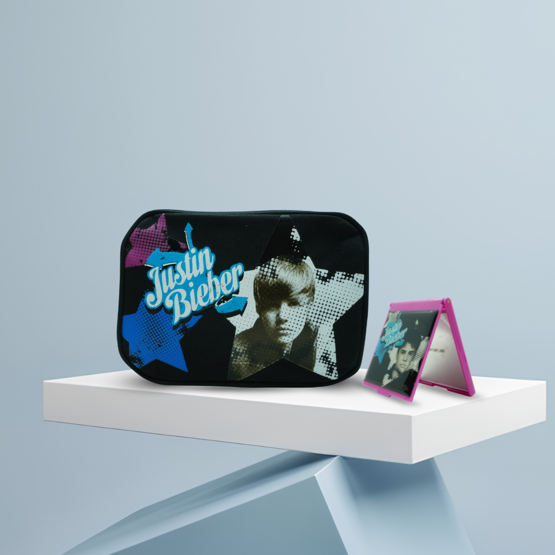 Justin Bieber Cosmetic Case & Mirror Set