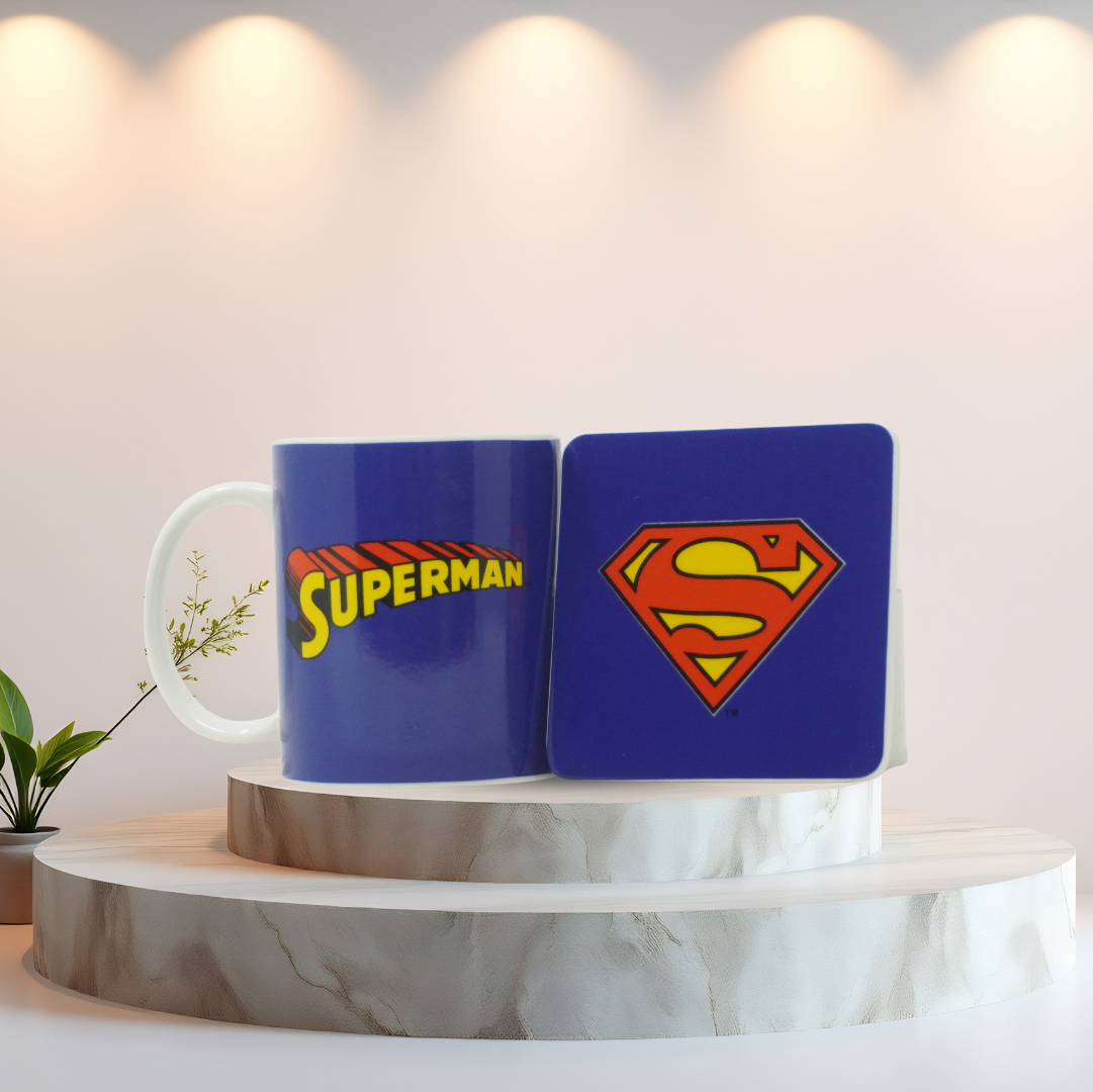 Superman Mug & Coaster Gift Set Blue