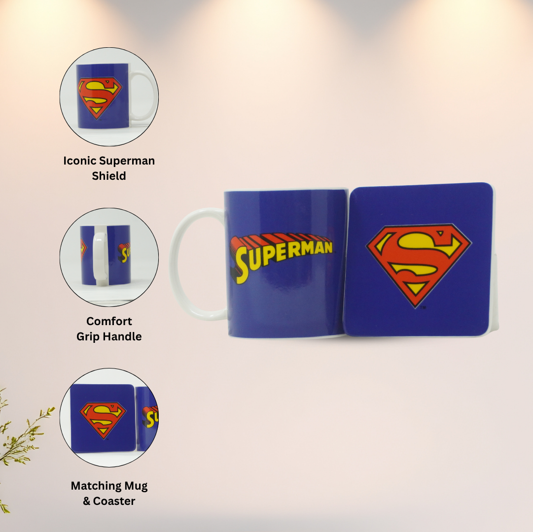 Superman Mug & Coaster Gift Set Blue