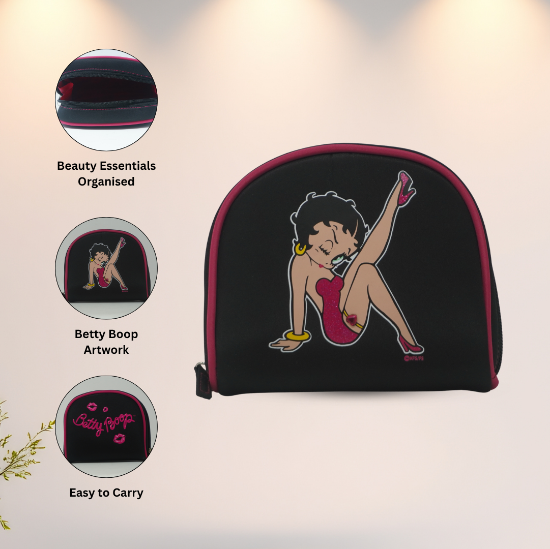 Betty Boop Glitter Cosmetic Makeup Bag Pink