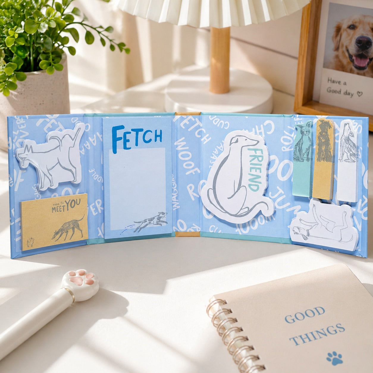 Dog Theme BATTERSEA Sticky Note Set – Cute Memo Pad & Page Markers Kit