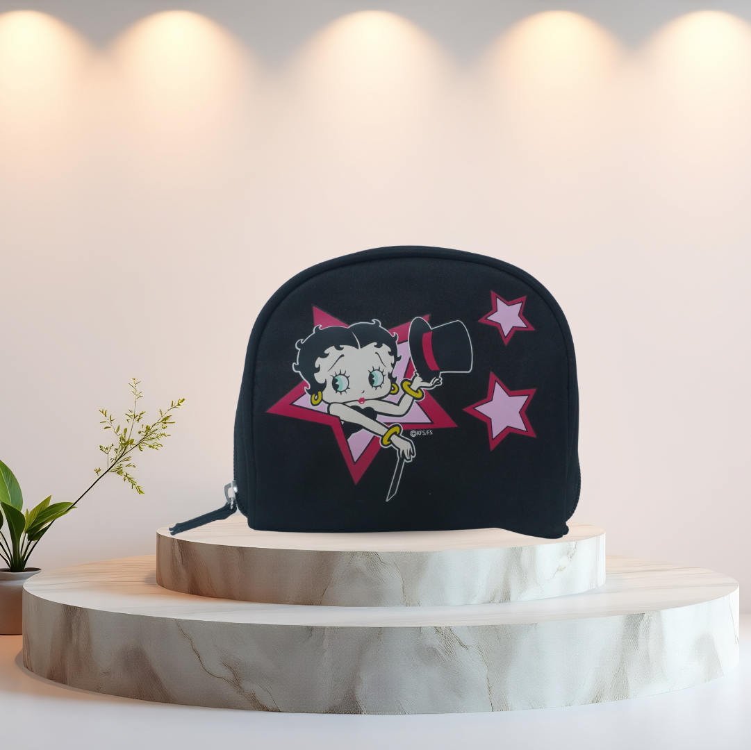Betty Boop Cosmetic Makeup Bag Black & Pink