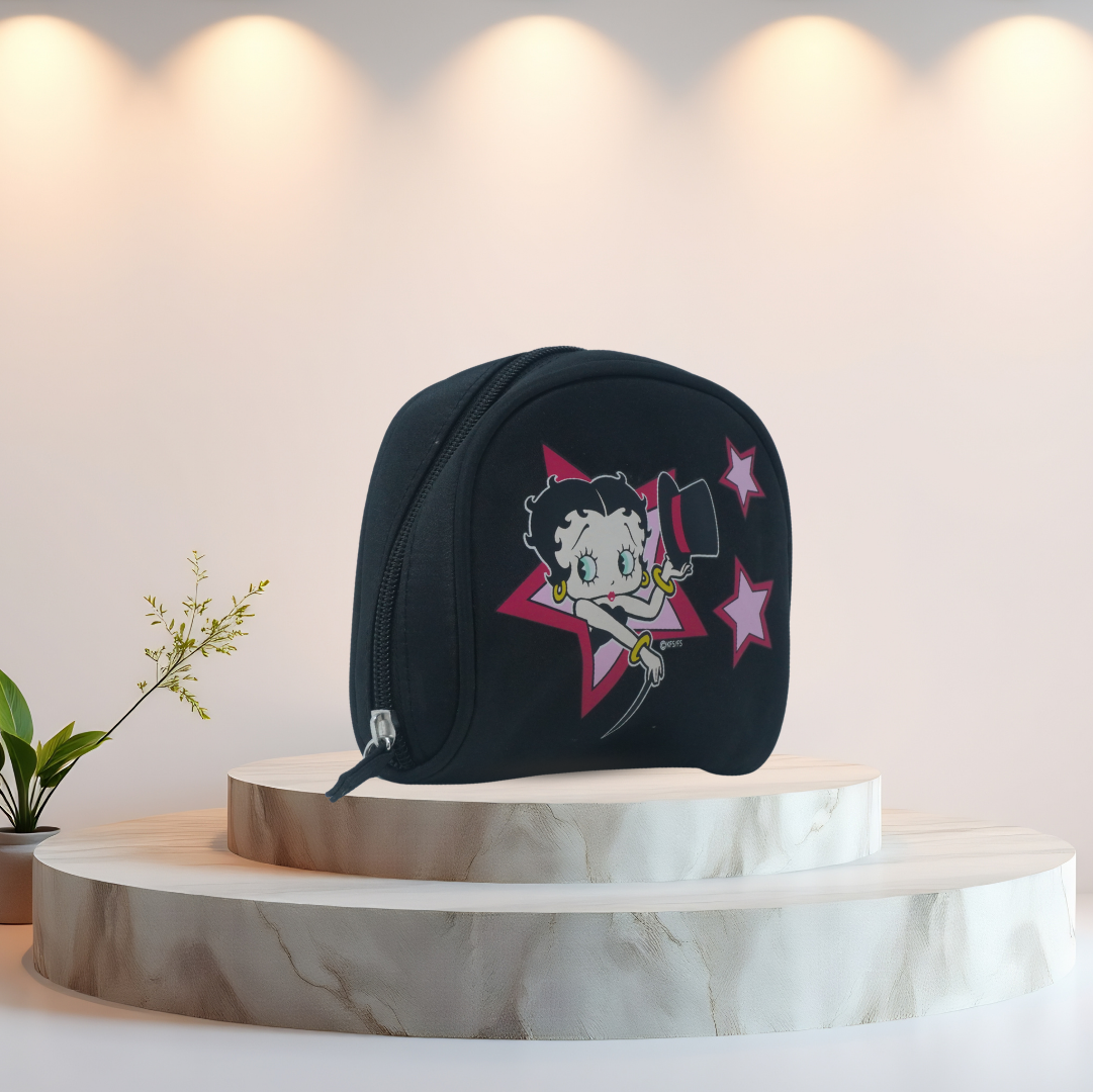 Betty Boop Cosmetic Makeup Bag Black & Pink