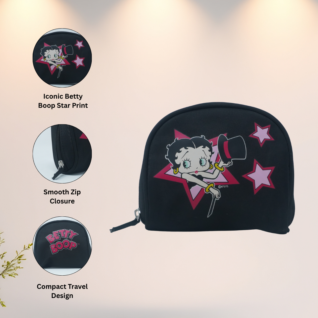 Betty Boop Cosmetic Makeup Bag Black & Pink