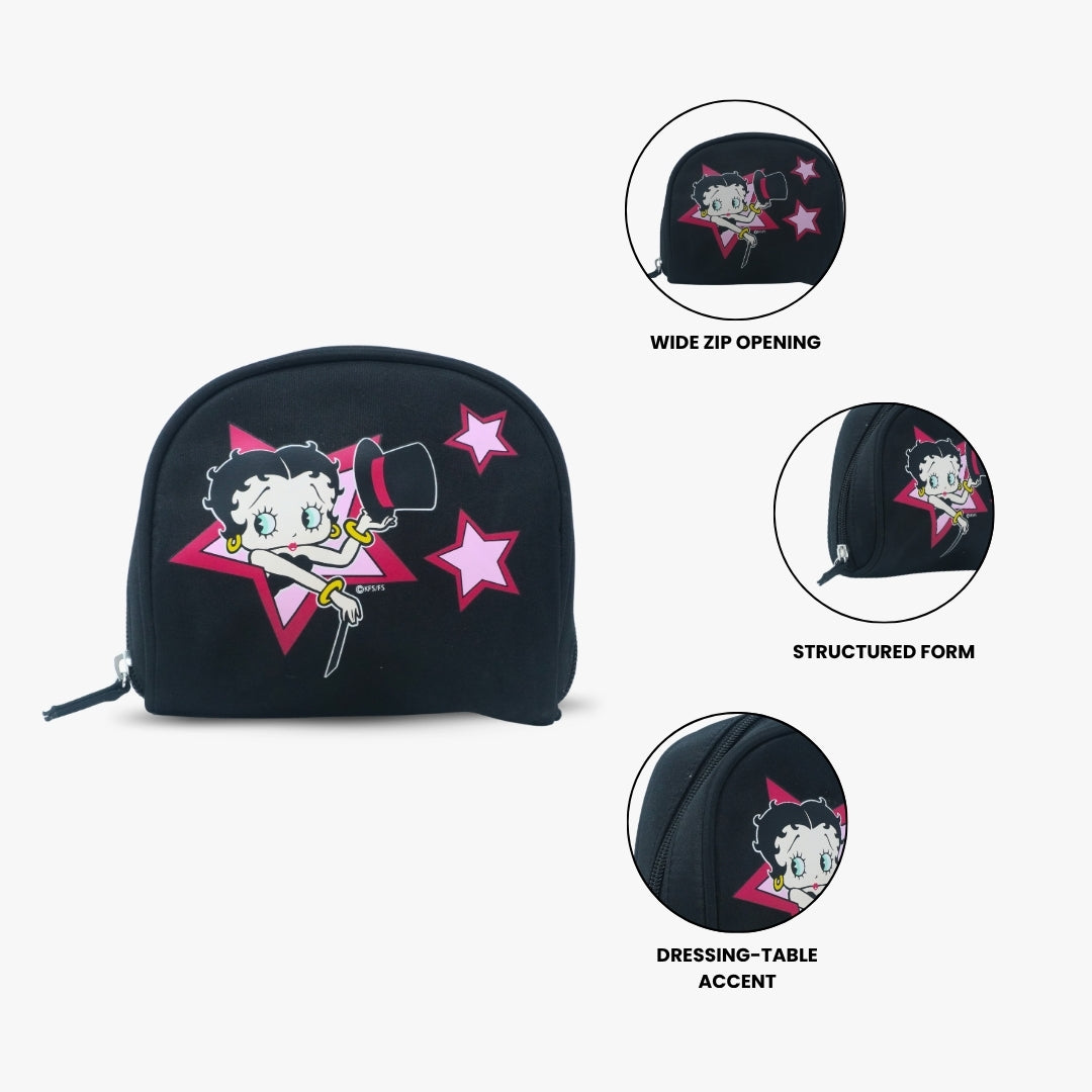 Betty Boop Cosmetic Makeup Bag Black & Pink