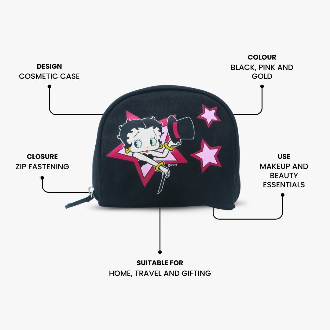 Betty Boop Cosmetic Makeup Bag Black & Pink