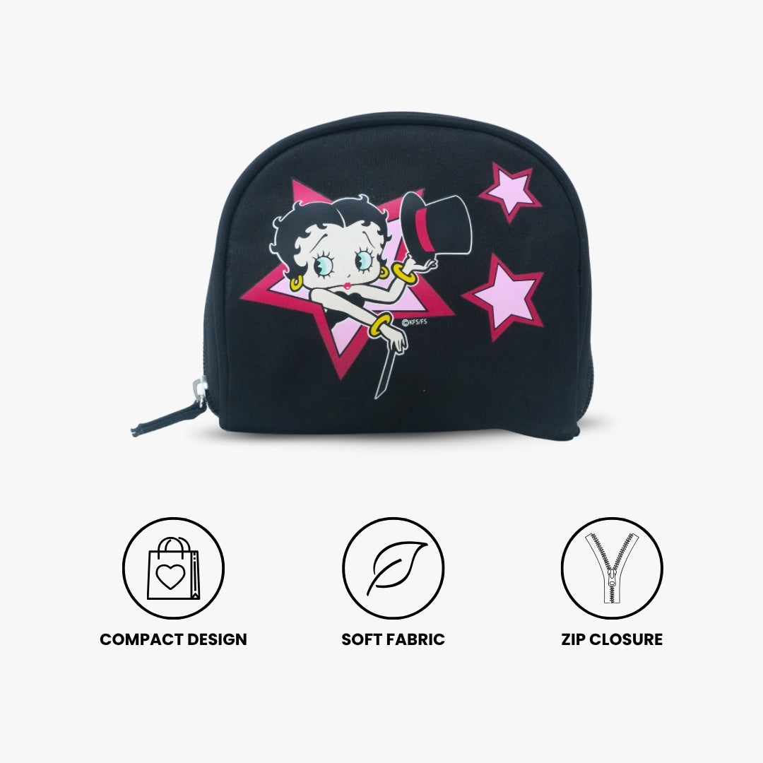 Betty Boop Cosmetic Makeup Bag Black & Pink