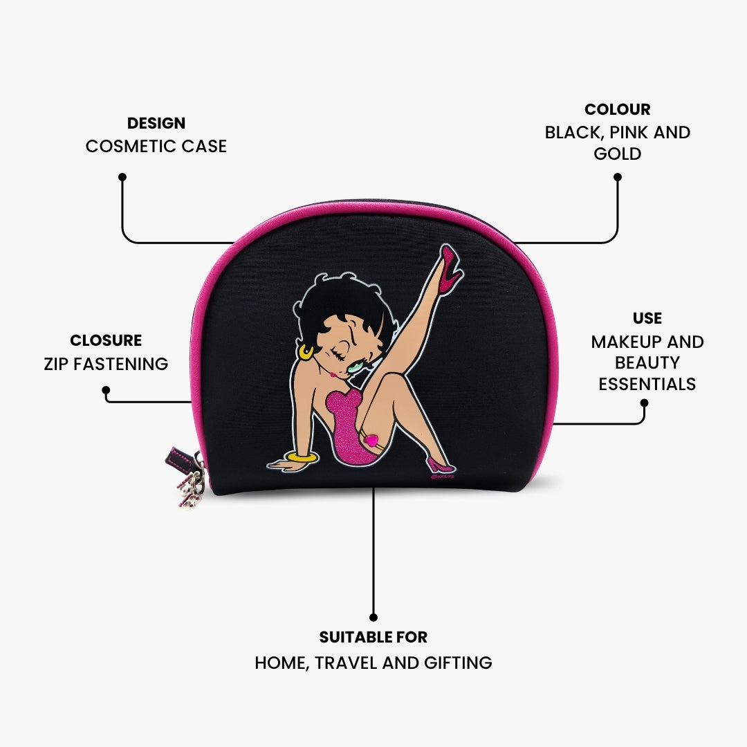 Betty Boop Glitter Cosmetic Makeup Bag Pink