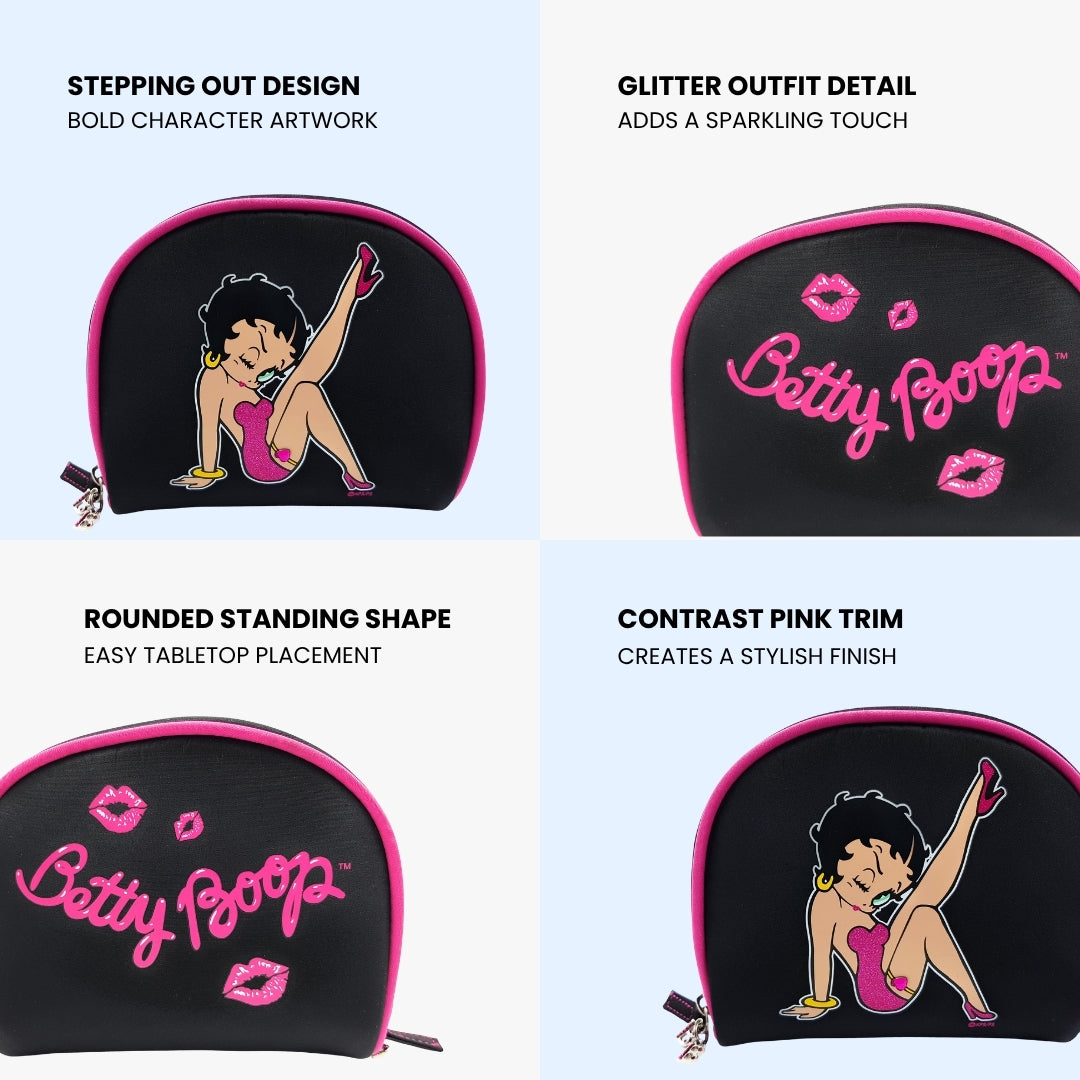 Betty Boop Glitter Cosmetic Makeup Bag Pink