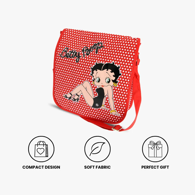 Betty Boop Messenger Bag– Red Polka Dot Shoulder & Cross Body Bag for Women & Girls-Gift