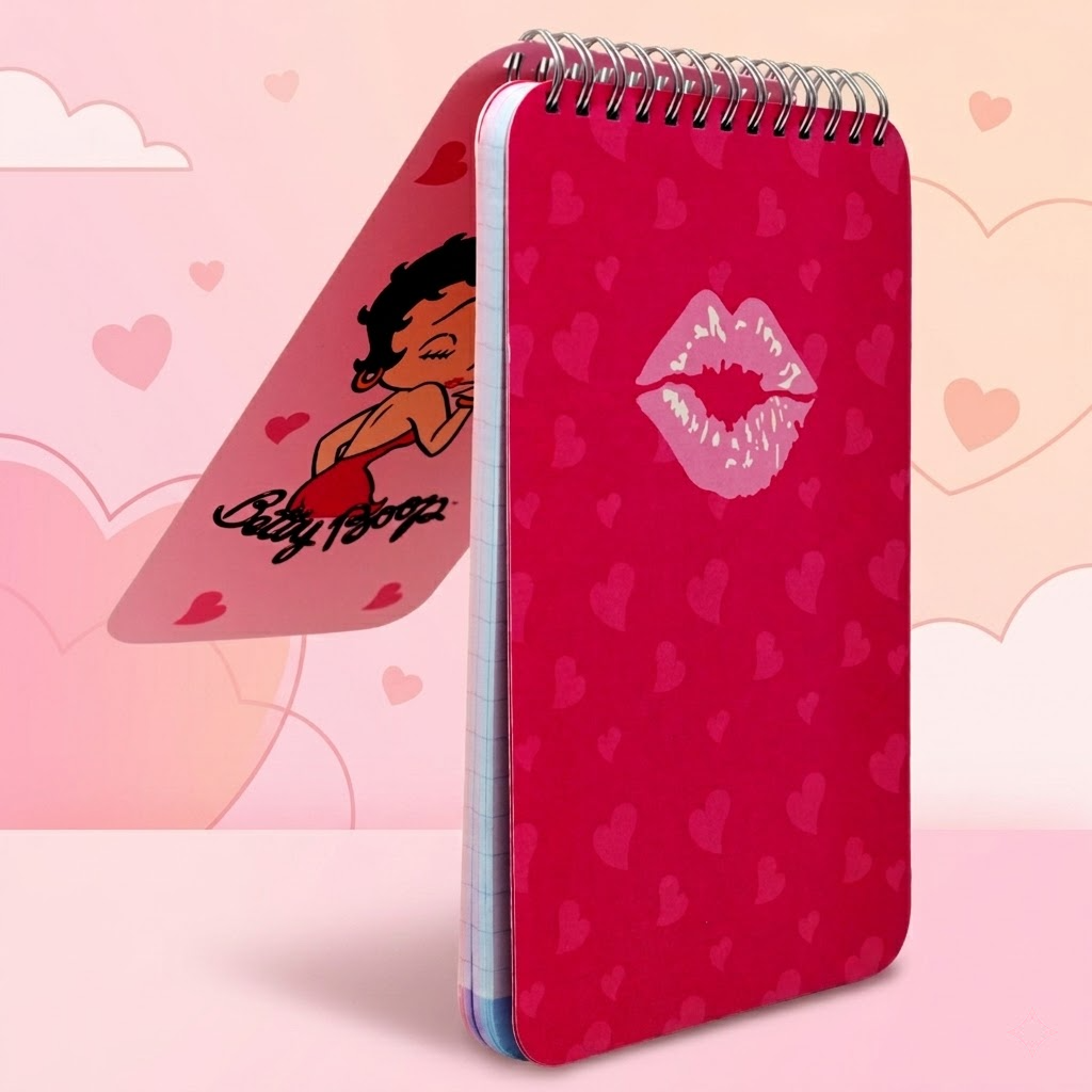 Betty Boop Pink Spiral Notebook Writing Pad Cute Heart Design Memo Notebook