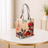 Blossom Floral Print PU Leather Tote Bag Women's Shoulder Handbag Everyday Shopping Work Bag