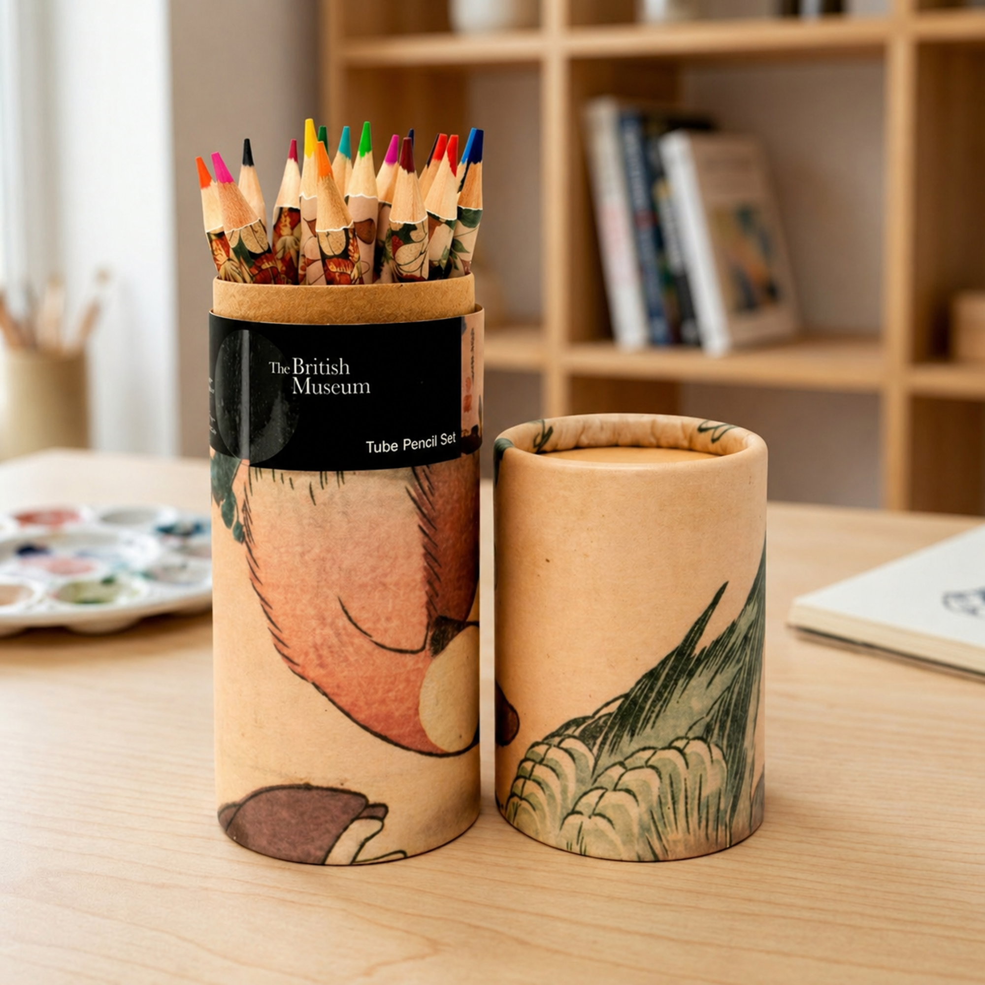 British Museum Vintage Art Tube Pencil Set Colouring Pencils with Decorative Storage Case