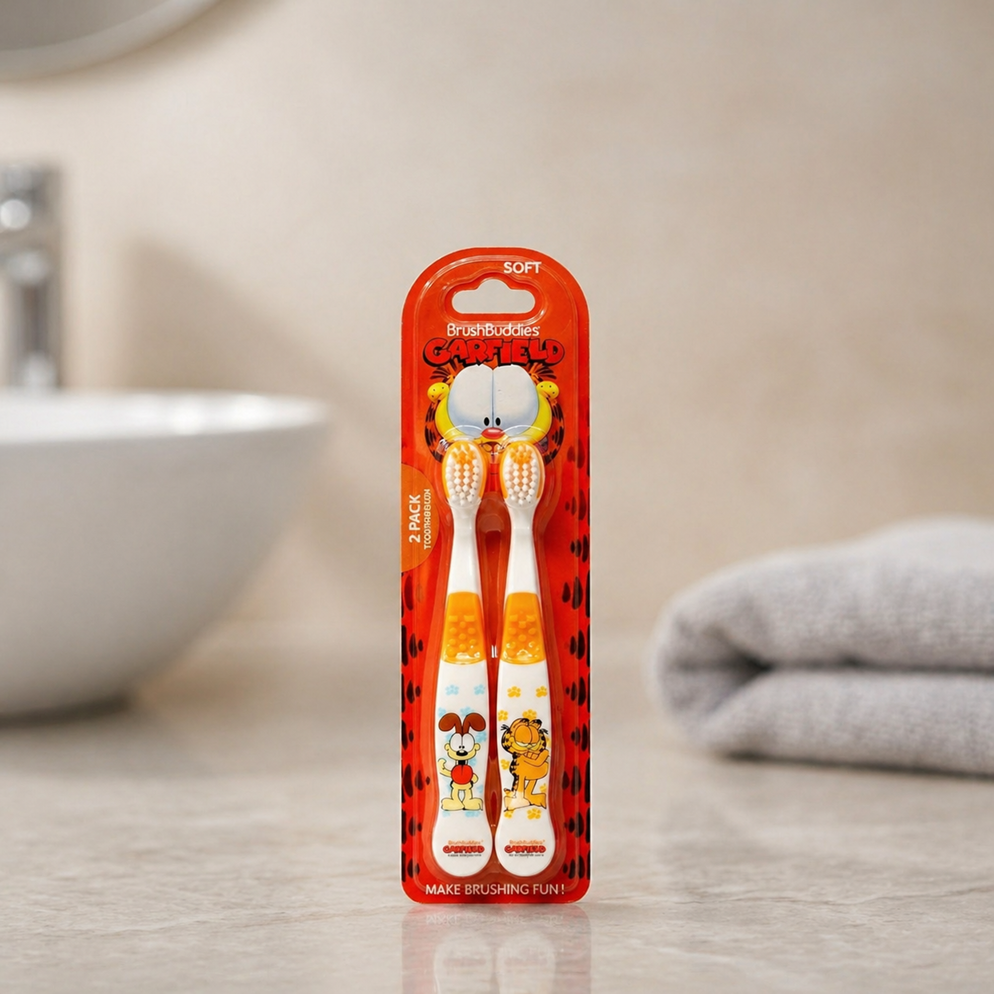 Garfield & Odie Kids Toothbrush Set 2 Pack Soft Bristle Children's Toothbrushes