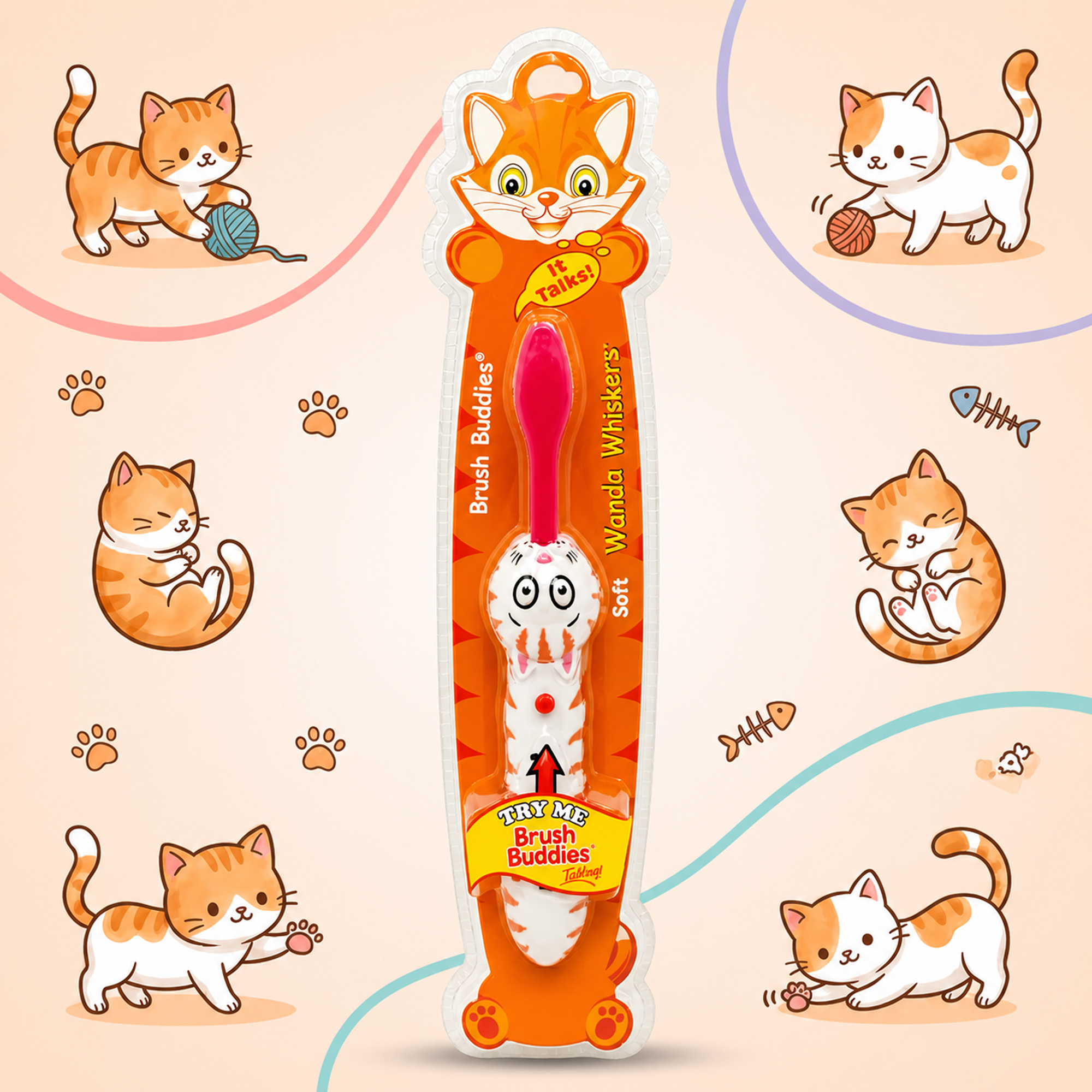 Brush Buddies Kids Talking Cat Toothbrush – Interactive Sound Toothbrush for Children