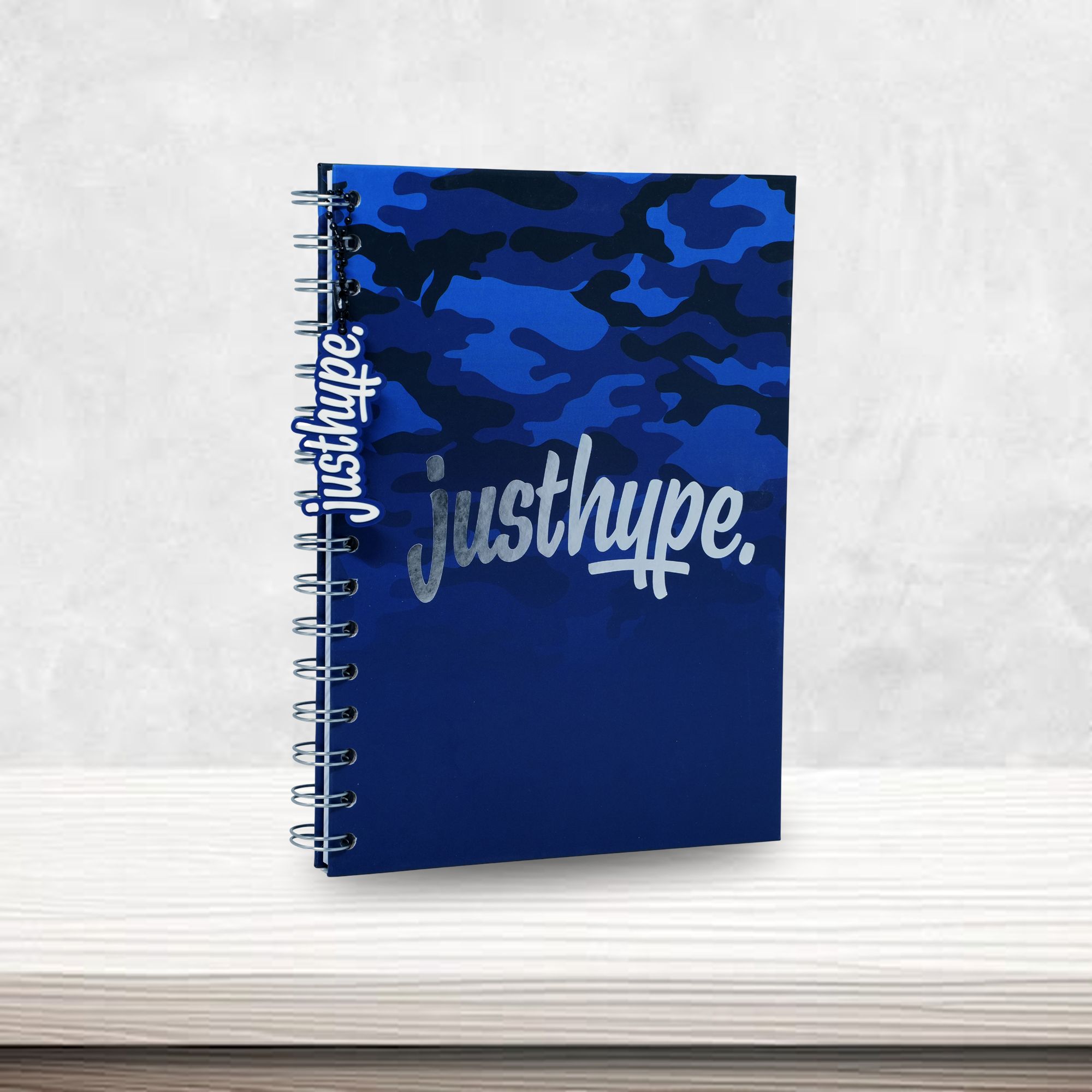 CAMO GRADUATED Blue Camo A5 Notebook with Rubber Charm – Spiral Journal