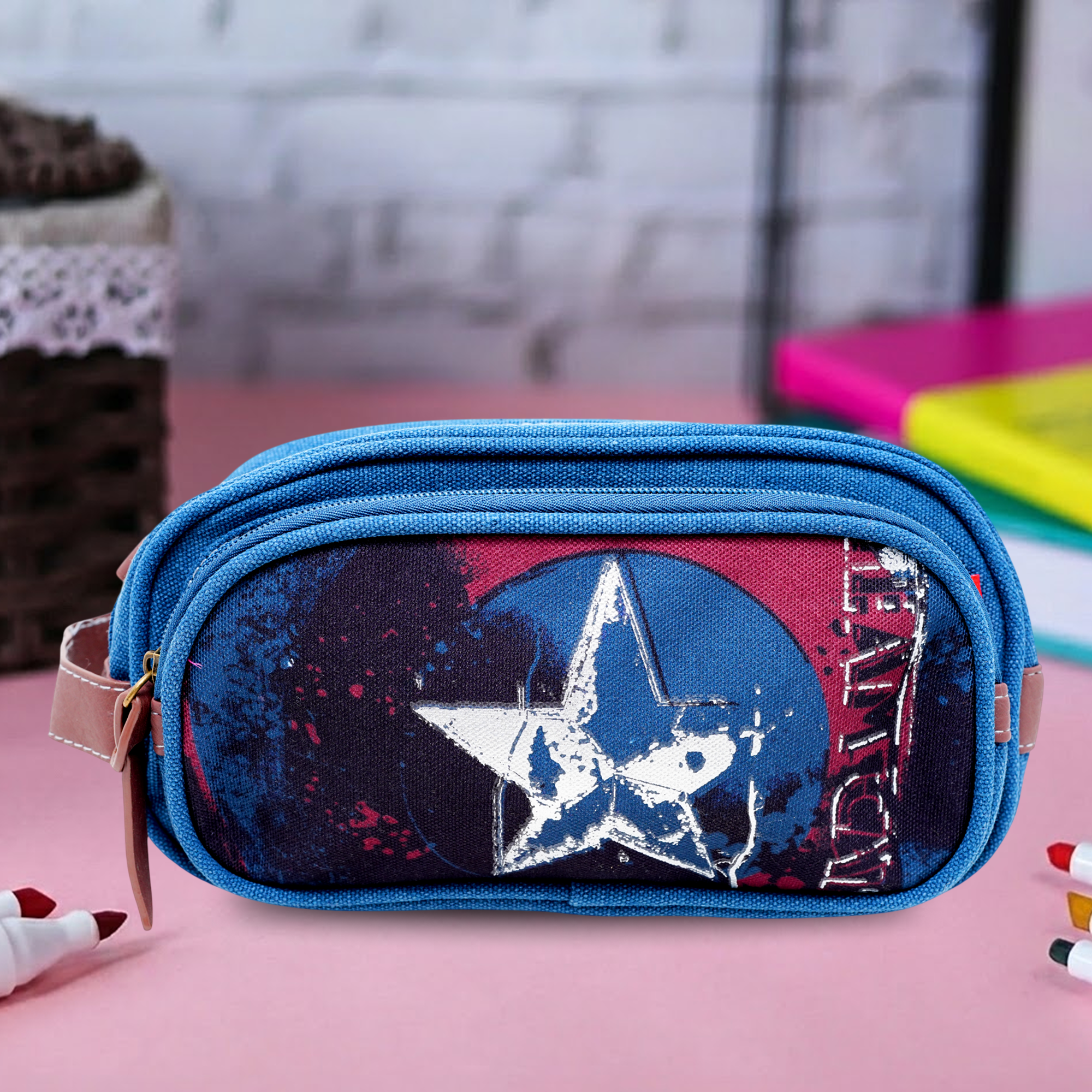 Captain America Canvas Toiletry Bag Travel Organizer Pouch – Multi Compartment Wash Bag for Men & Women