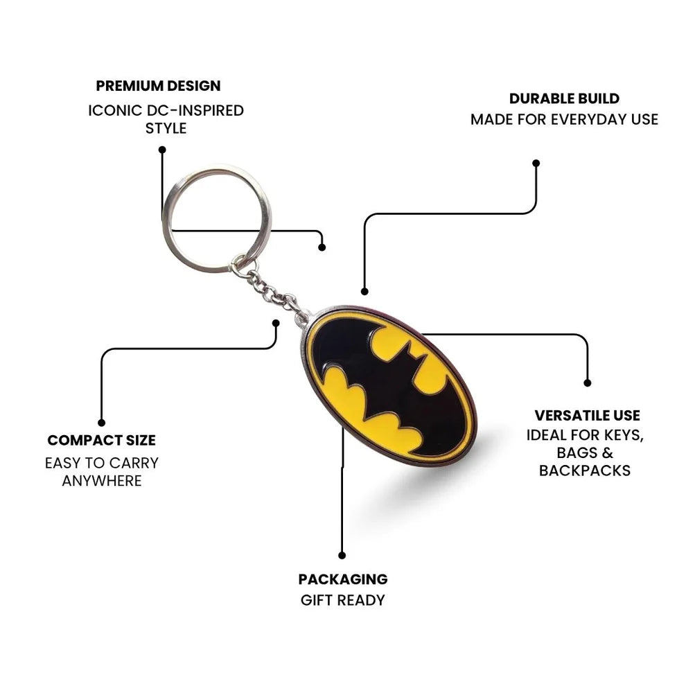 DC Comics Batman Keyring – Black & Yellow Logo Key Chain