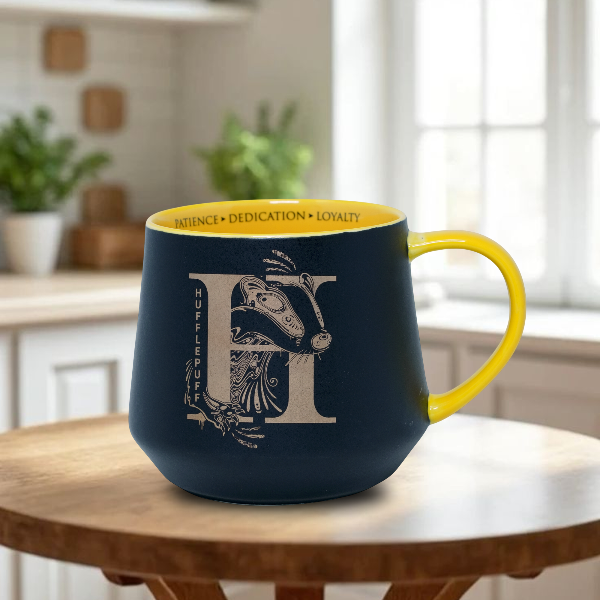 HARRY POTTER Golden Badger Crest Ceramic Mug – Premium Yellow Coffee Cup