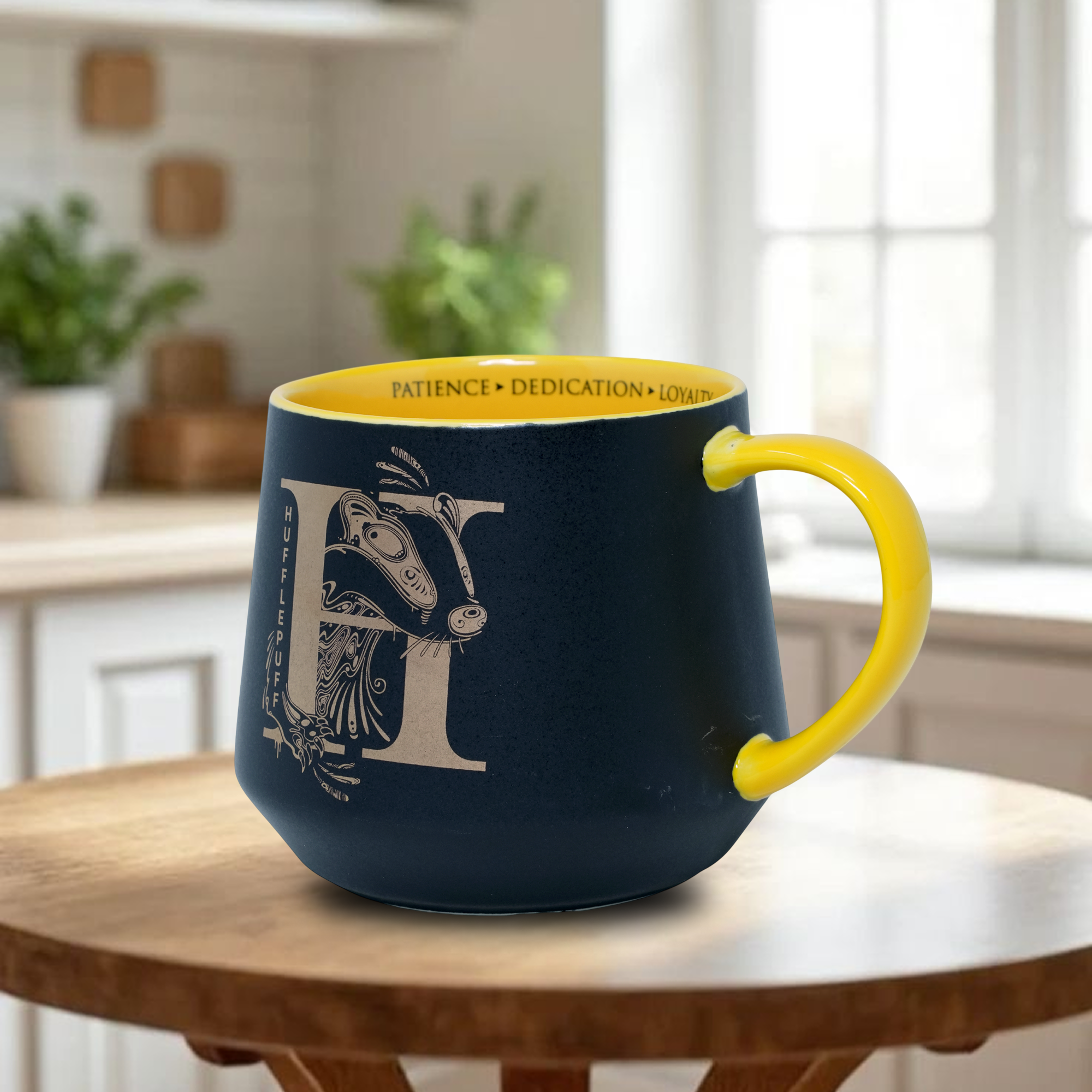 HARRY POTTER Golden Badger Crest Ceramic Mug – Premium Yellow Coffee Cup