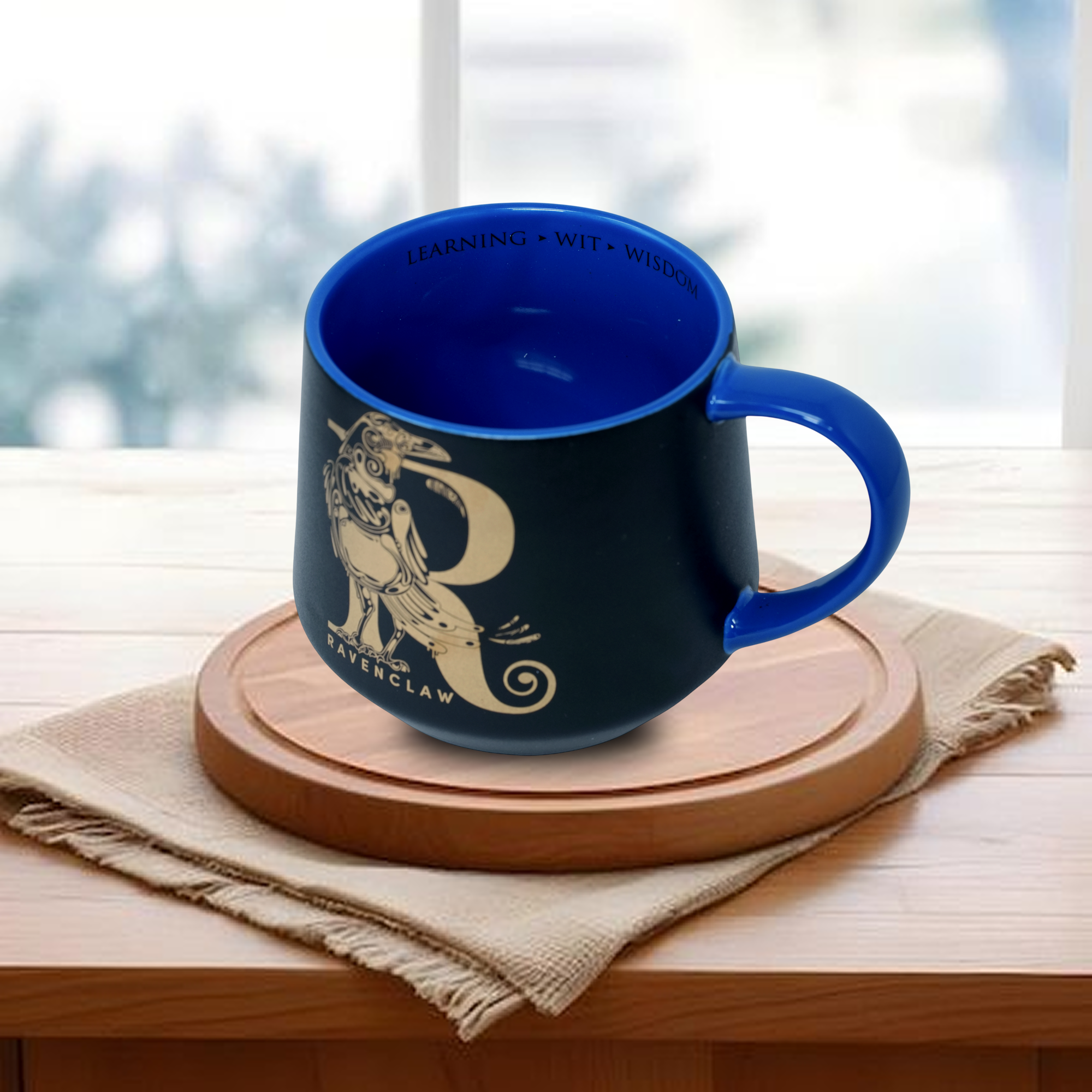 HARRY POTTER Raven Bird Crest Ceramic Mug – Premium Blue Coffee Cup