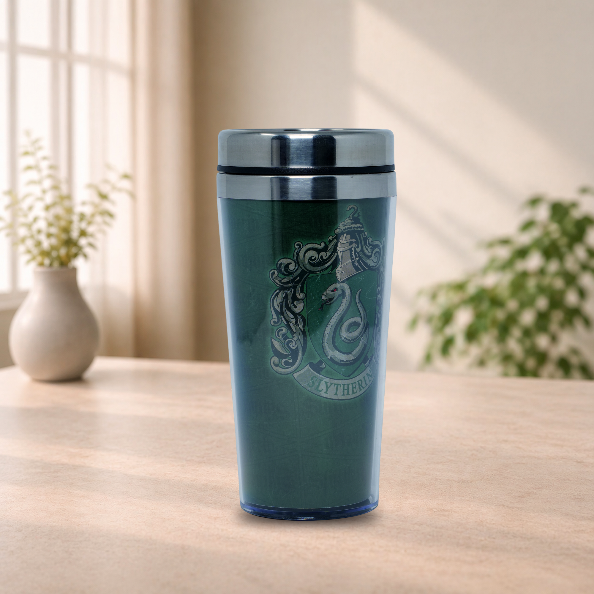 HARRY POTTER Snake Crest Travel Mug – Insulated Fantasy Coffee Tumbler