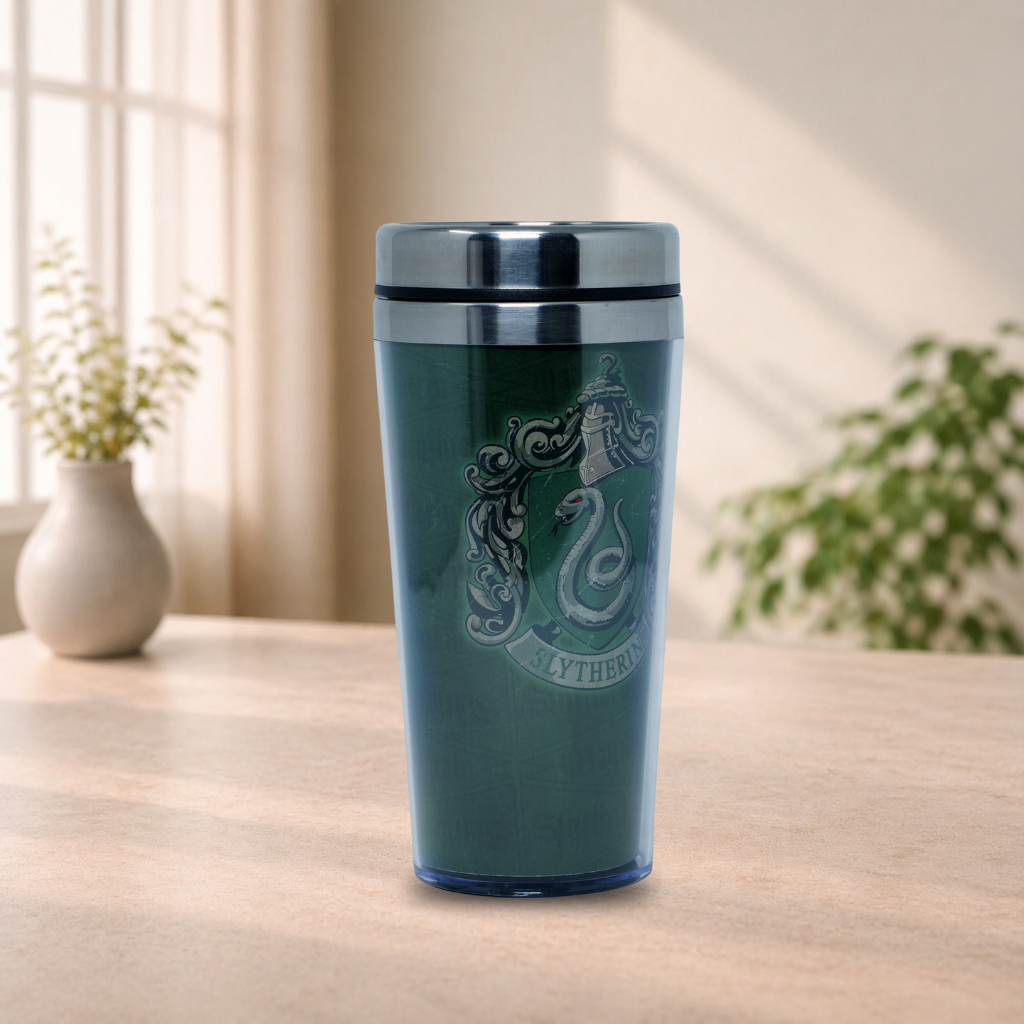 HARRY POTTER Snake Crest Travel Mug – Insulated Fantasy Coffee Tumbler