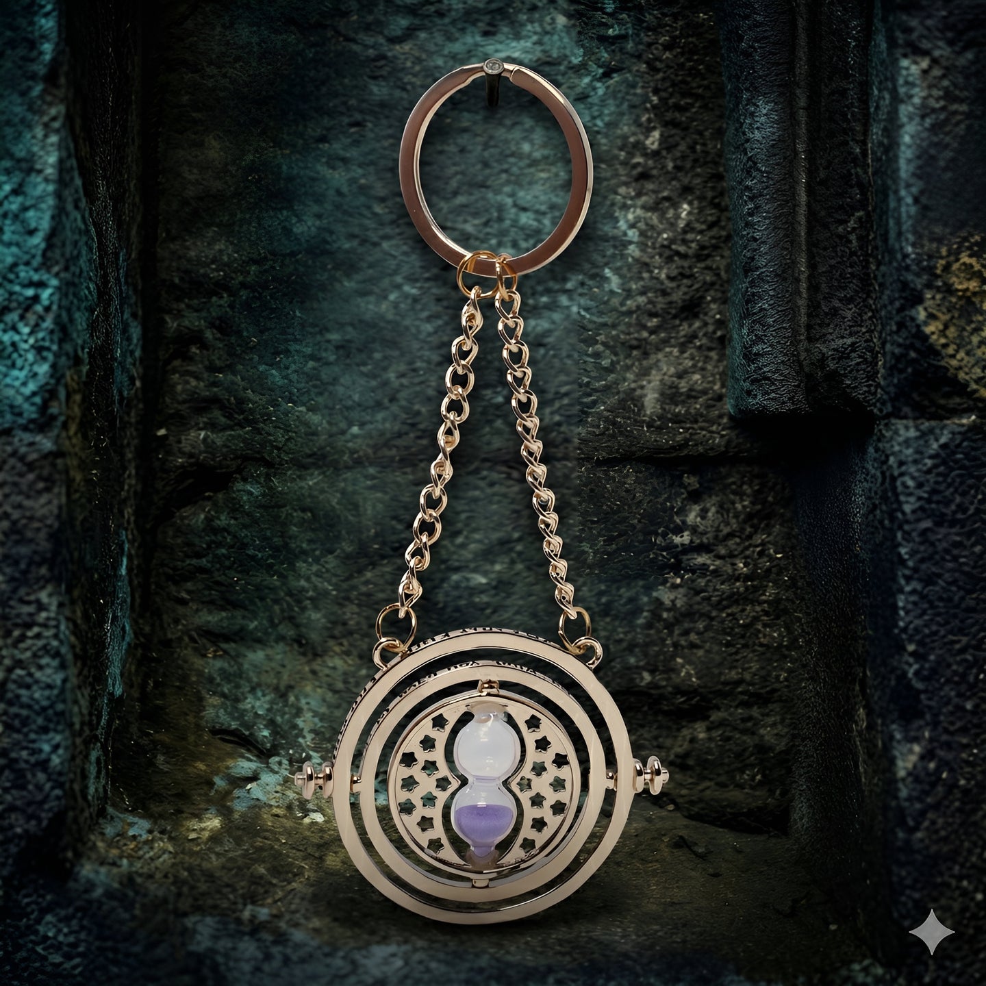 HARRY POTTER Magic Time Turner Keyring – 3D Rotating Hourglass Charm