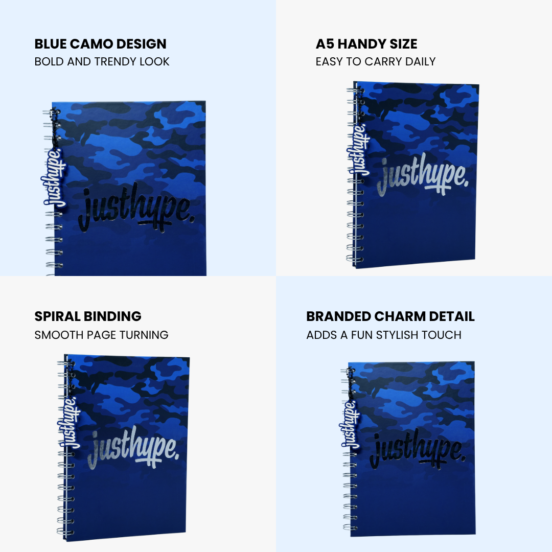Just Hype Blue Camo A5 Notebook