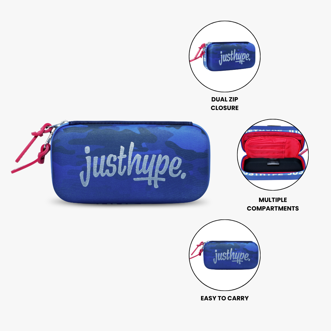 Just Hype Blue Camo Pencil Case