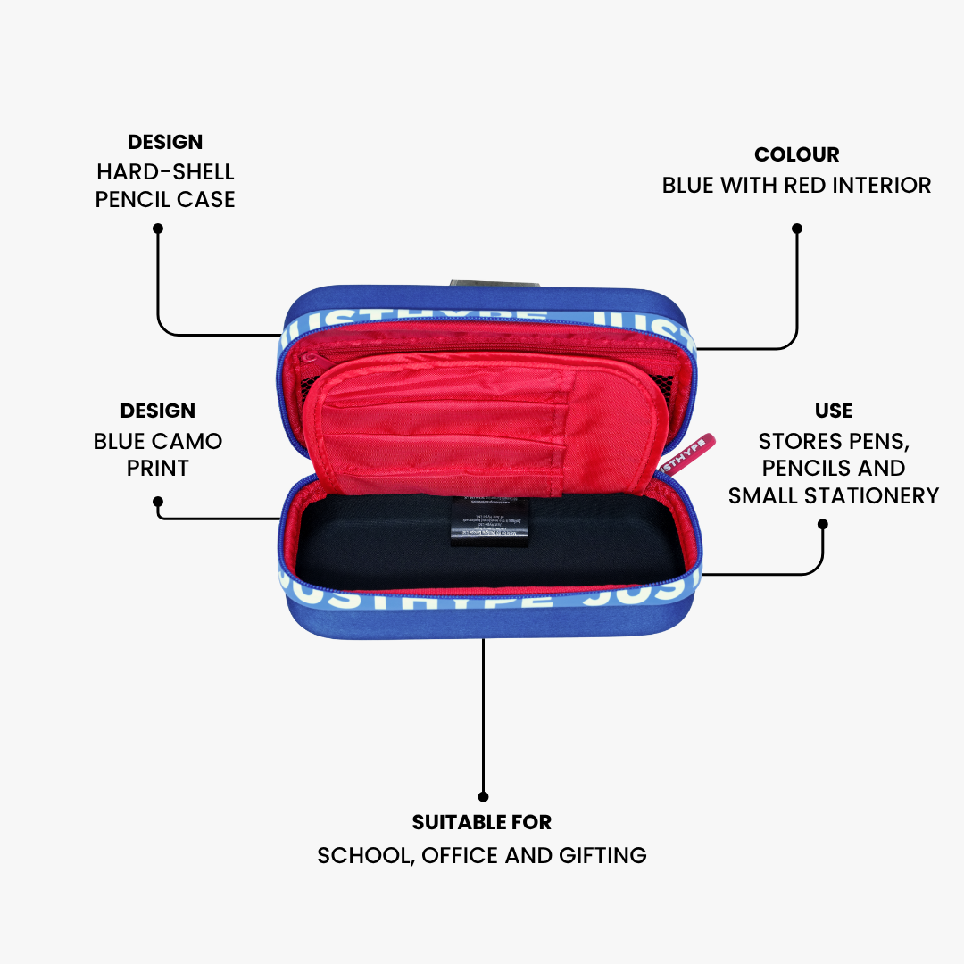 Just Hype Blue Camo Pencil Case