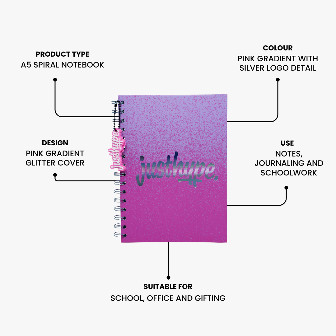 Just Hype Pink Gradient A5 Notebook