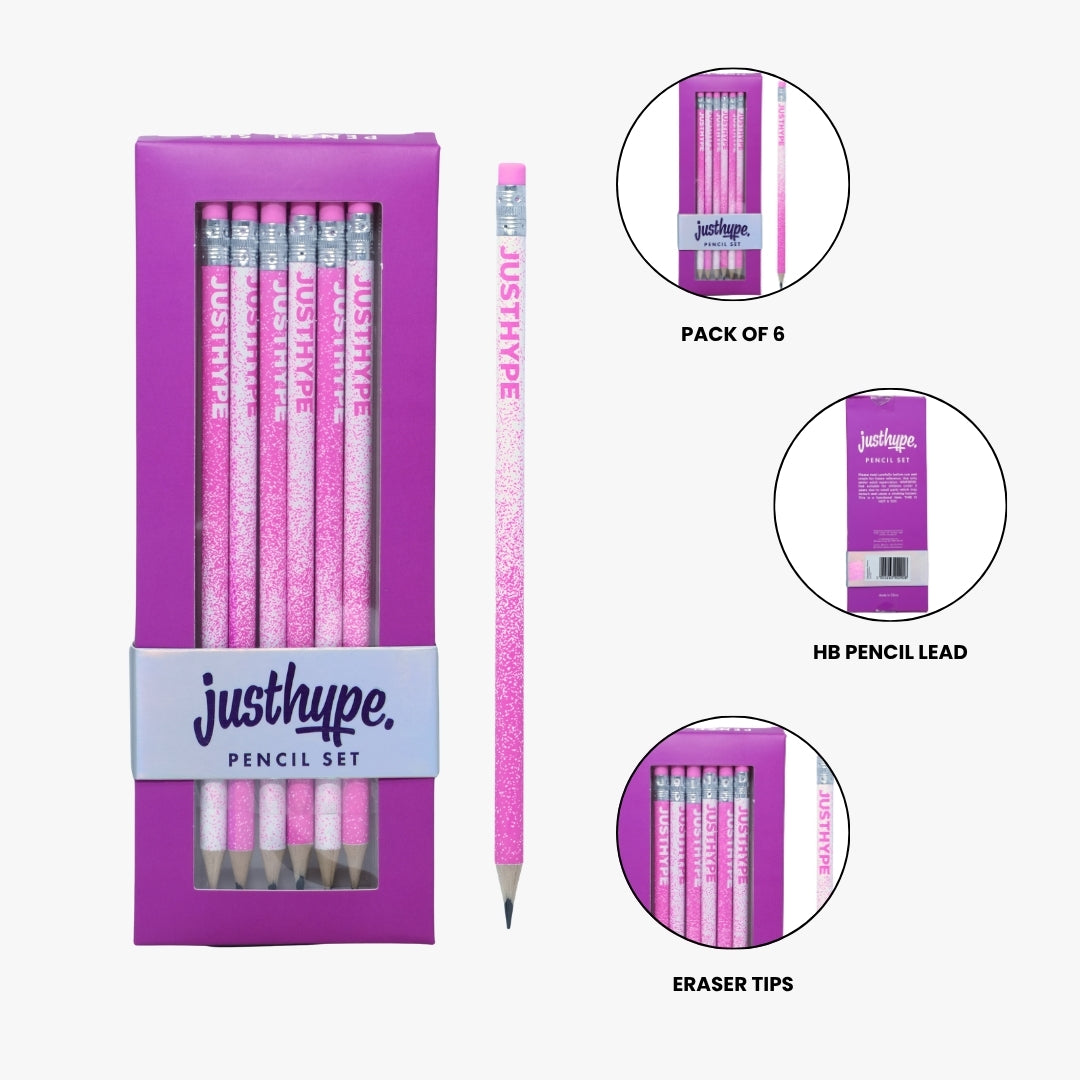 Just Hype Pink Pencil Set 6 Pack 5