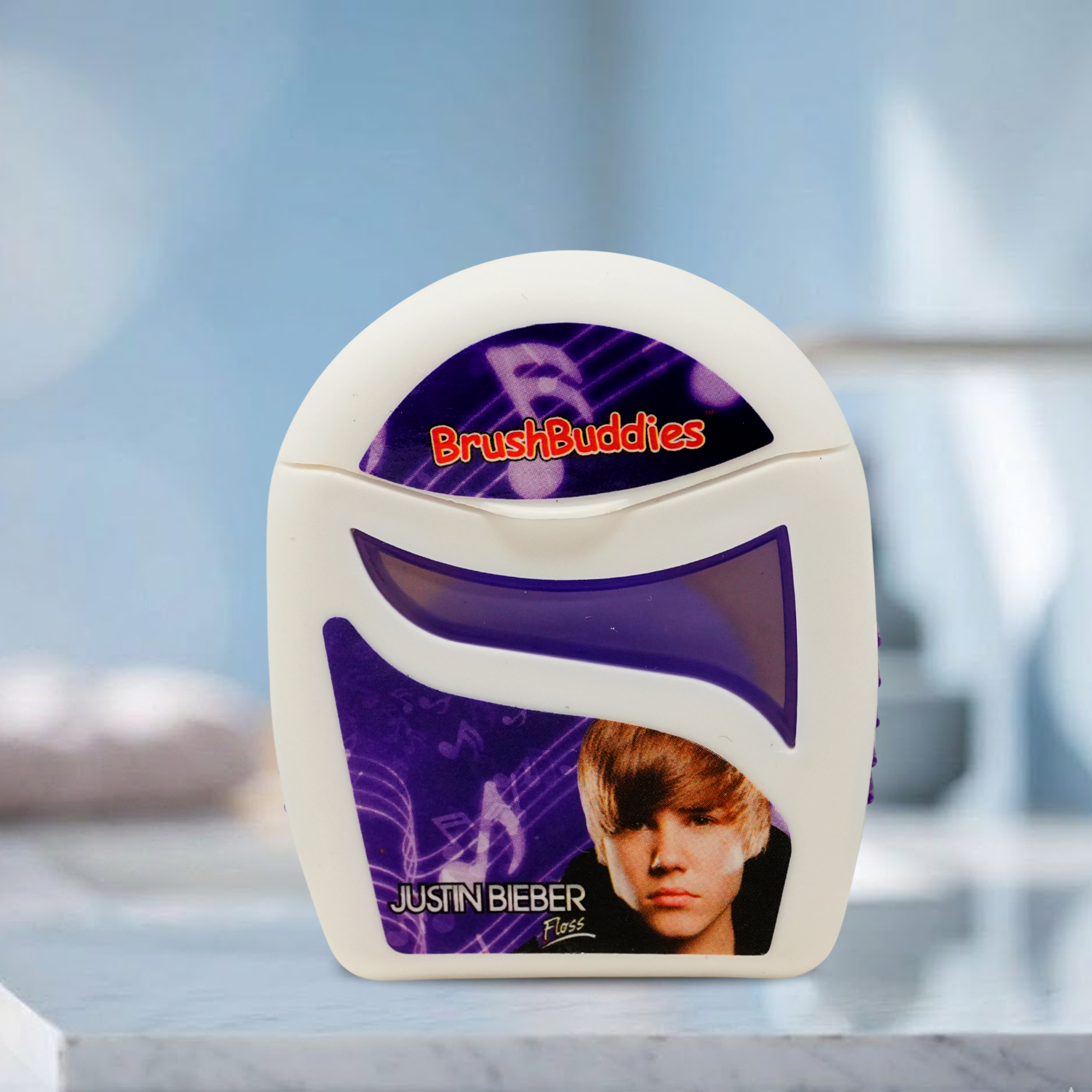 Justin Bieber Mint Flavoured Waxed Dental Floss 55 Yards Compact Travel Dispenser
