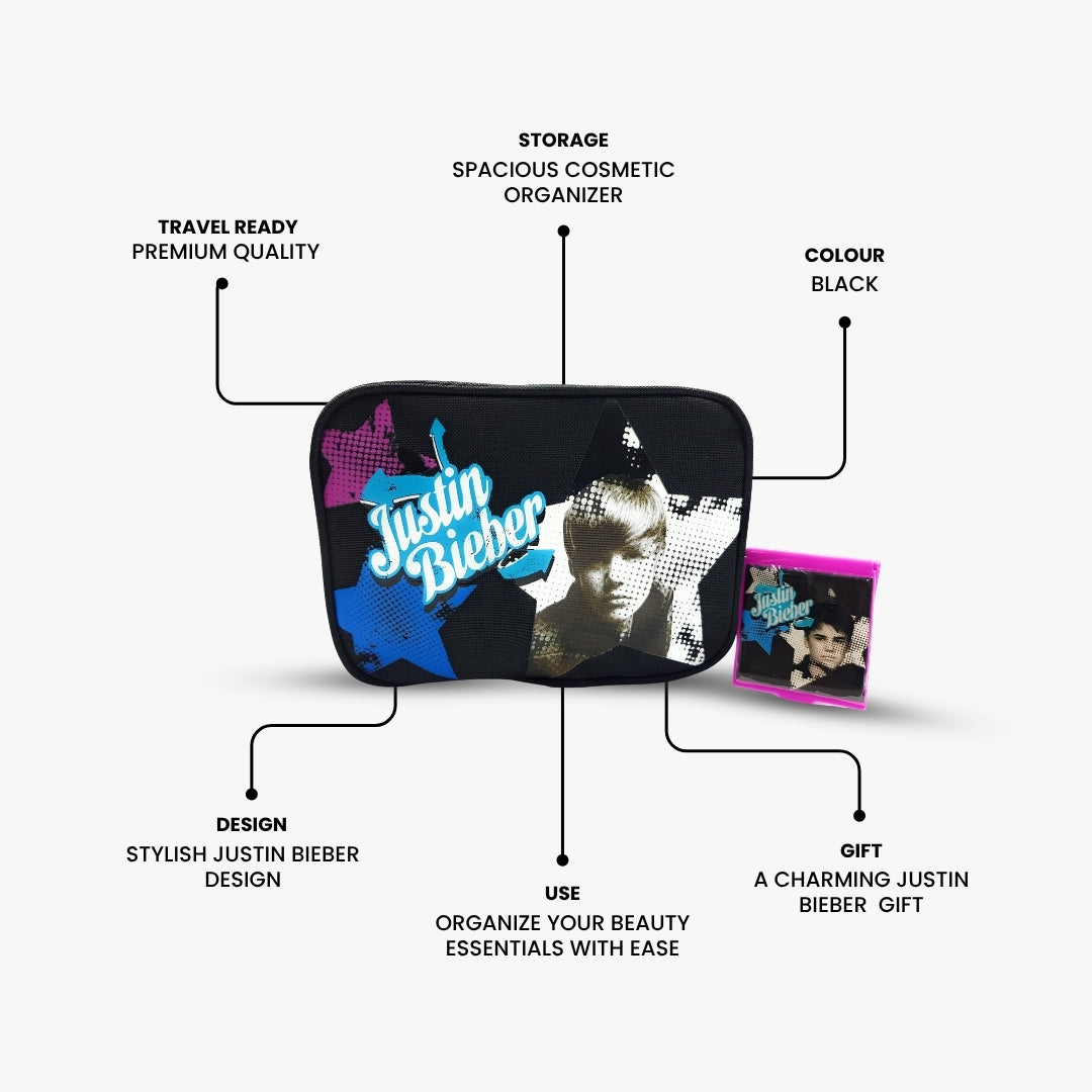 Justin Bieber Cosmetic Case & Mirror Set
