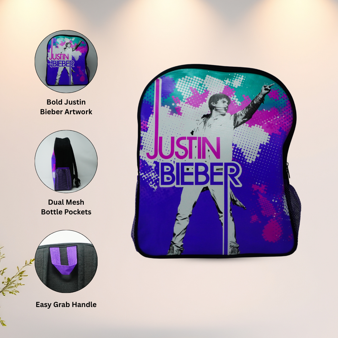 Justin Bieber Fashion Backpack Purple