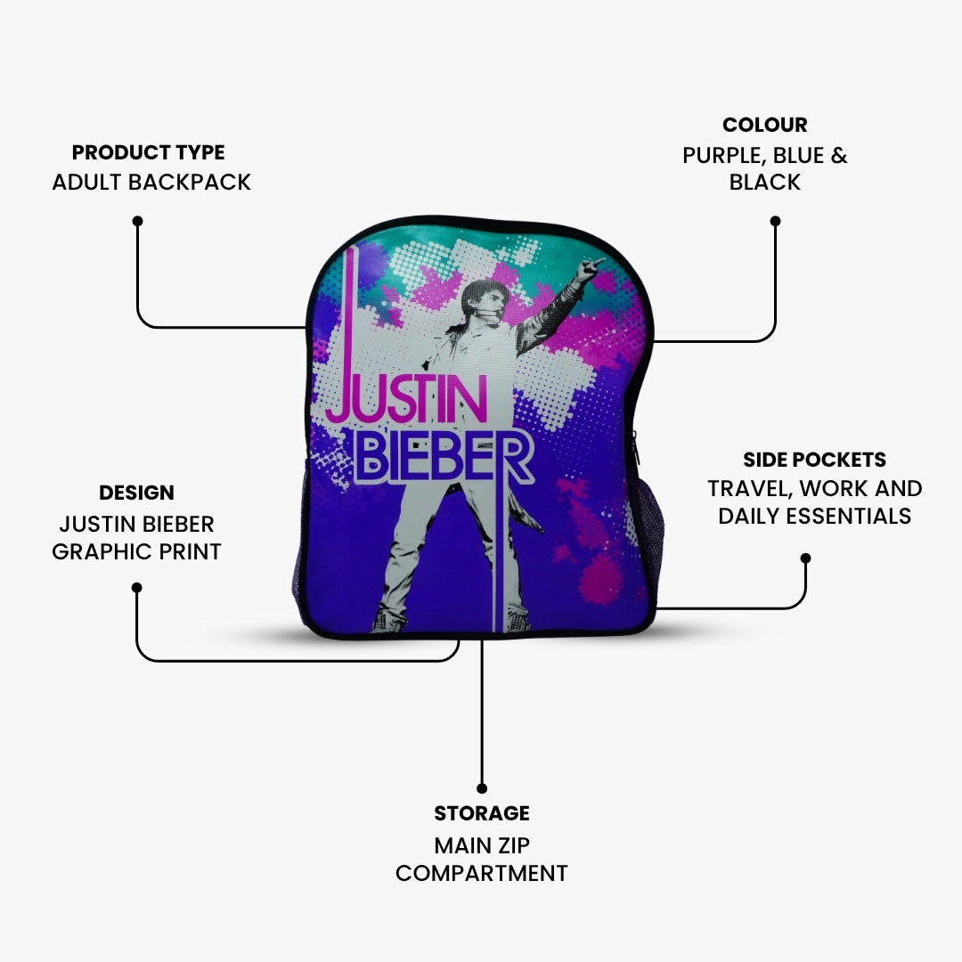 Justin Bieber Fashion Backpack Purple