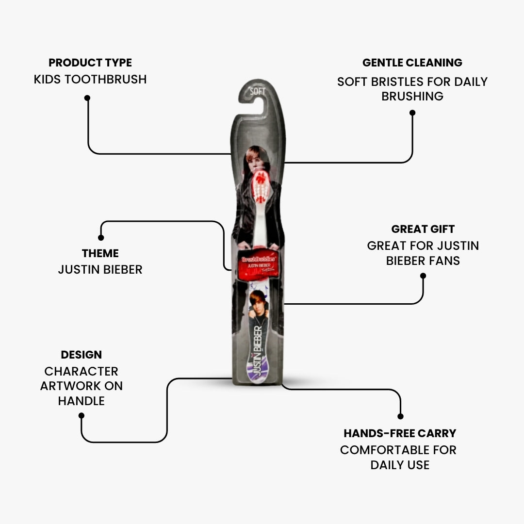 Justin Bieber Kids Manual Toothbrush Brush Buddies 5