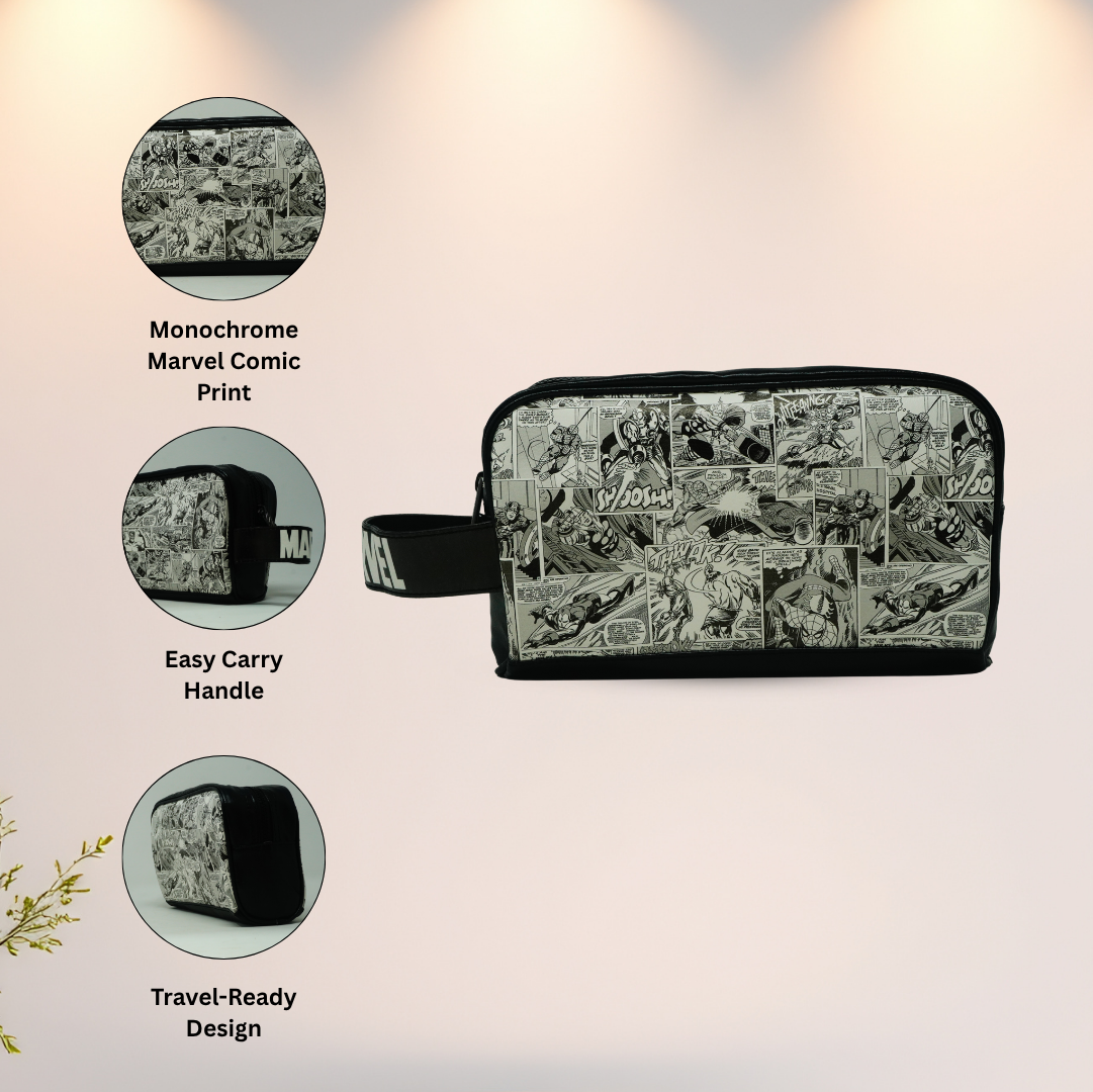Marvel Monochrome Comic Wash Bag Black