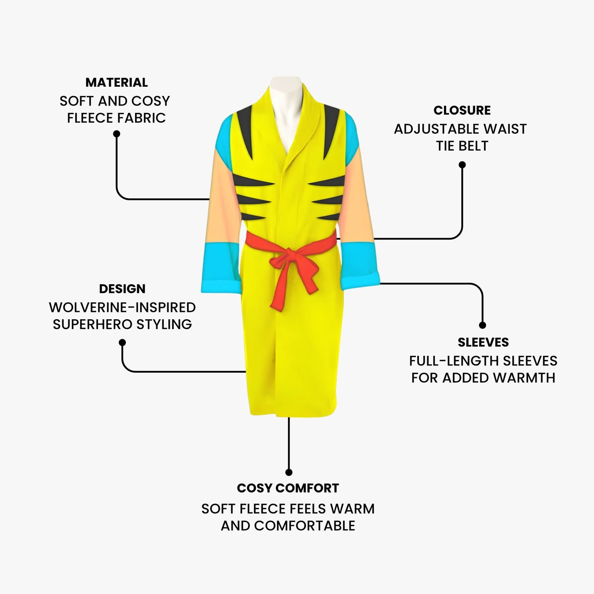 Marvel Wolverine Fleece Bathrobe