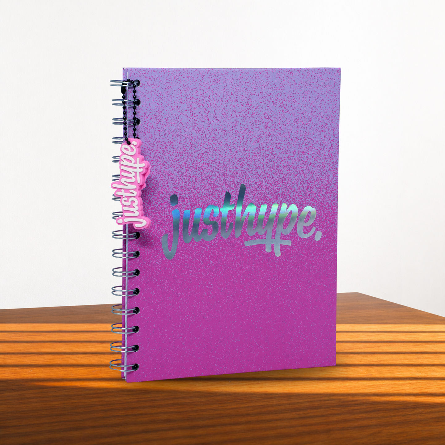 Pink GRADUATED Gradient A5 Notebook with Rubber Charm – Spiral Journal