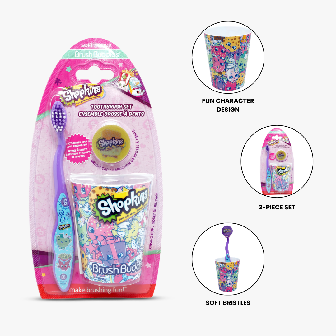 Shopkins Kids Toothbrush & Rinsing Cup Set