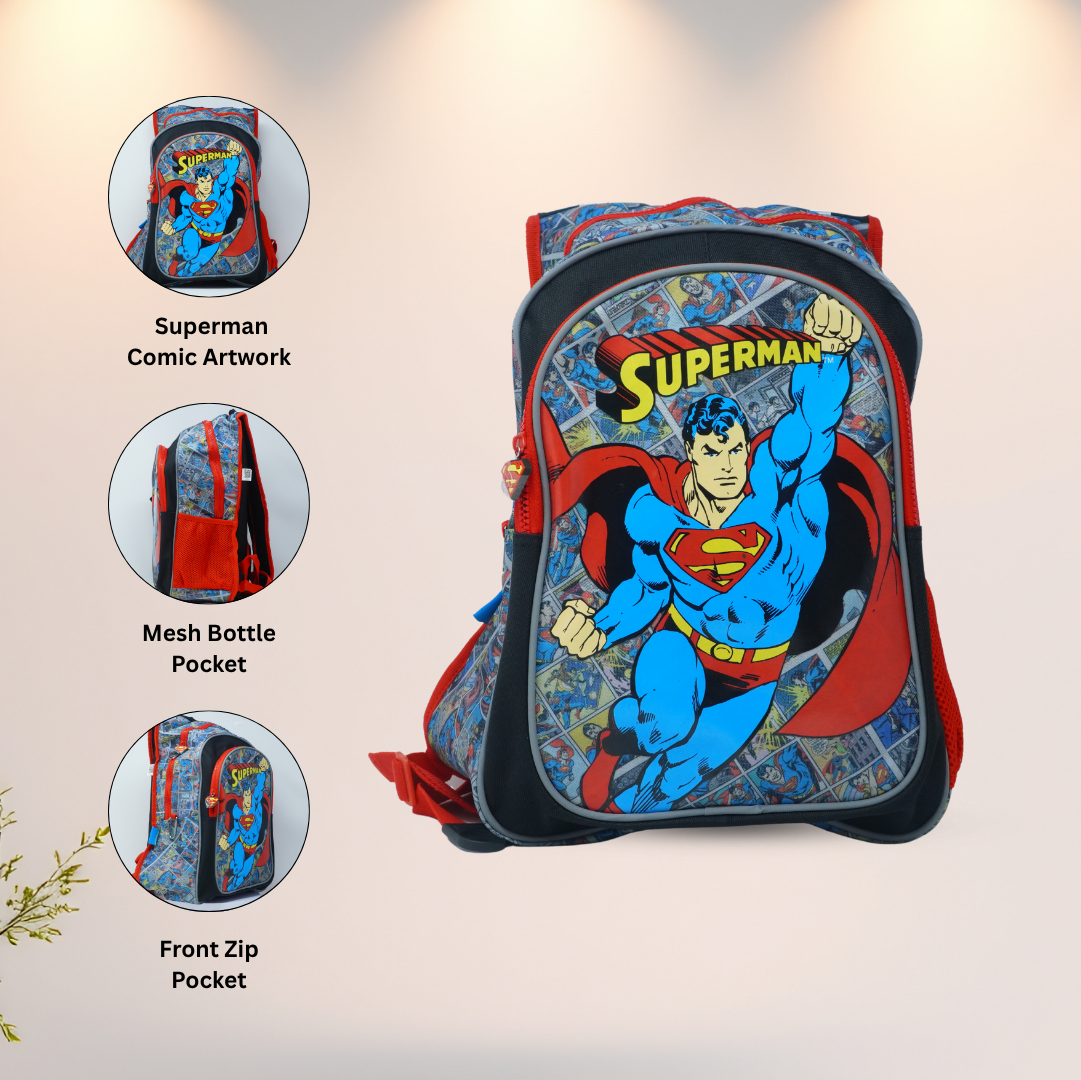 Superman Comic Print Backpack for School