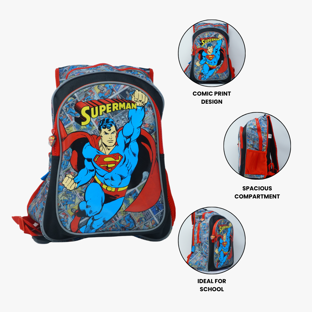 Superman Comic Print Backpack for School
