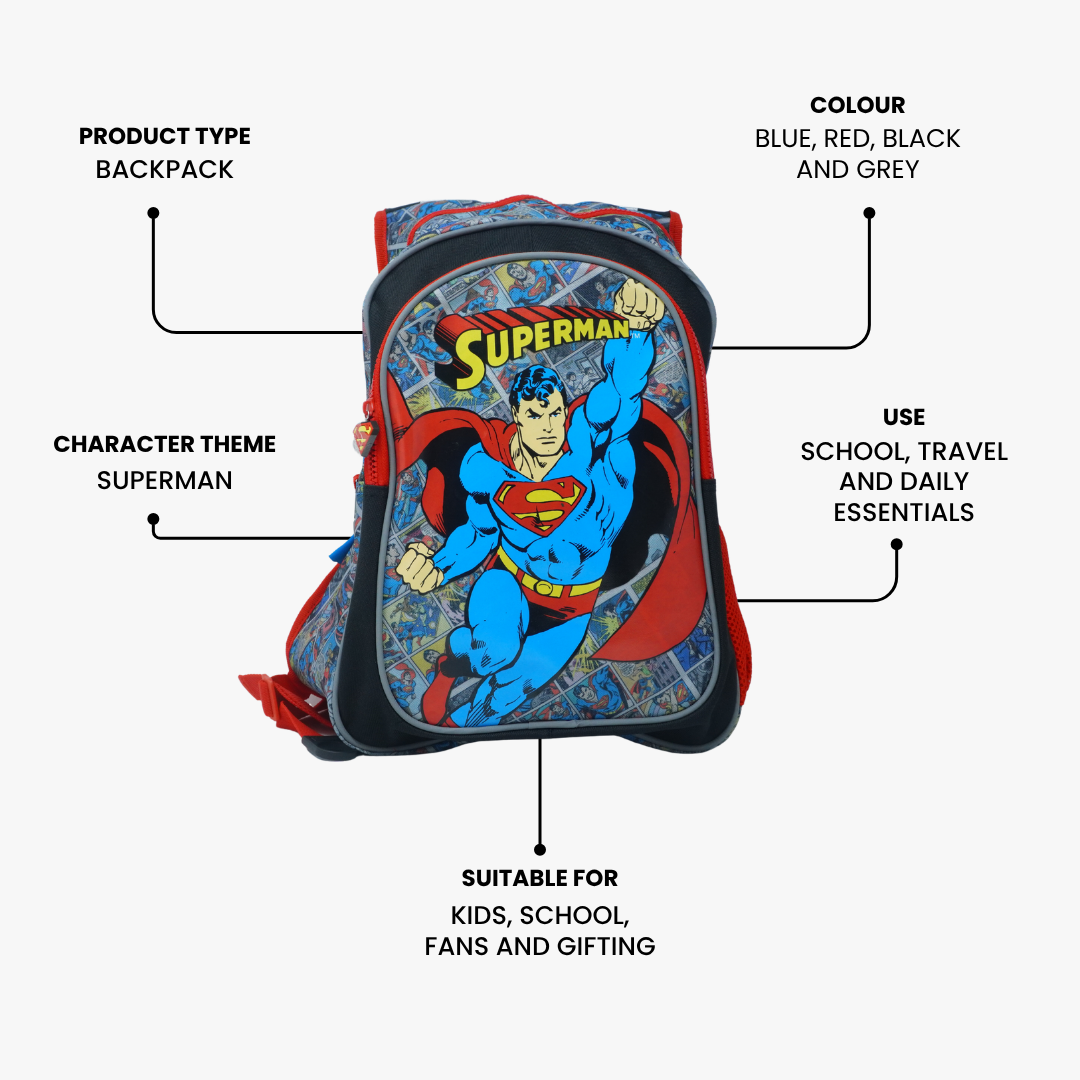 Superman Comic Print Backpack for School