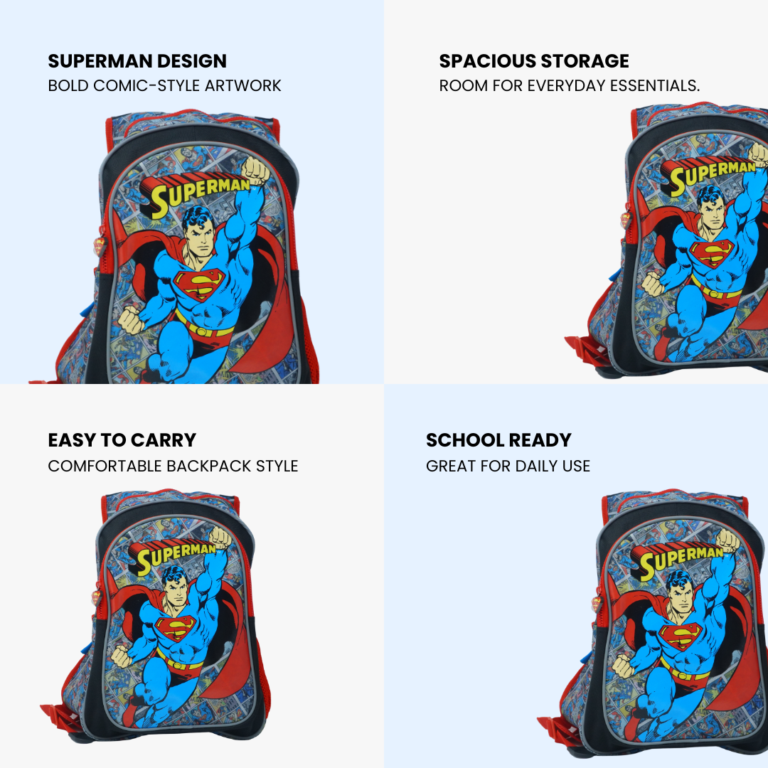 Superman Comic Print Backpack for School