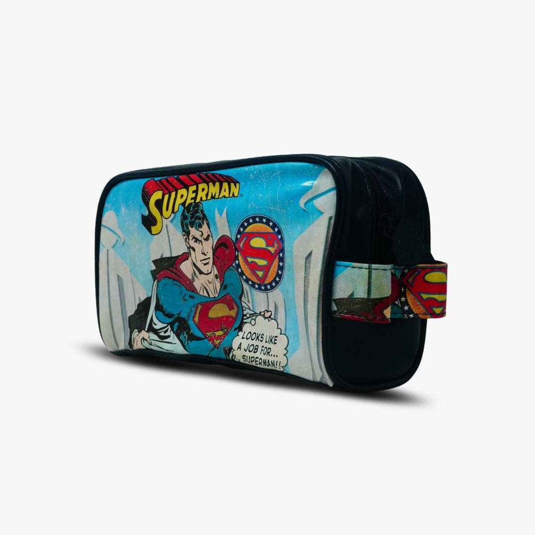 Superman Comic Print Wash Bag Blue
