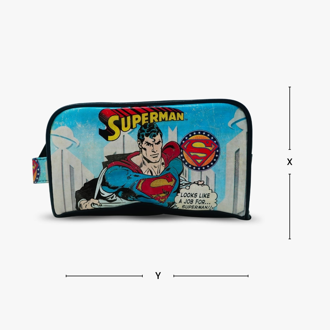 Superman Comic Print Wash Bag Blue