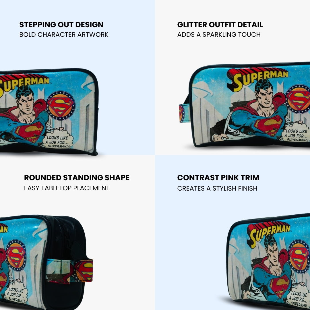 Superman Comic Print Wash Bag Blue