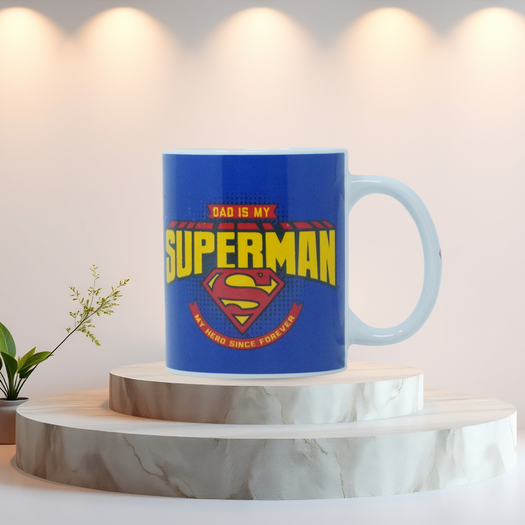 Superman Dad Is My Hero Ceramic Mug Blue
